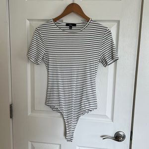 lulus black and white striped bodysuit